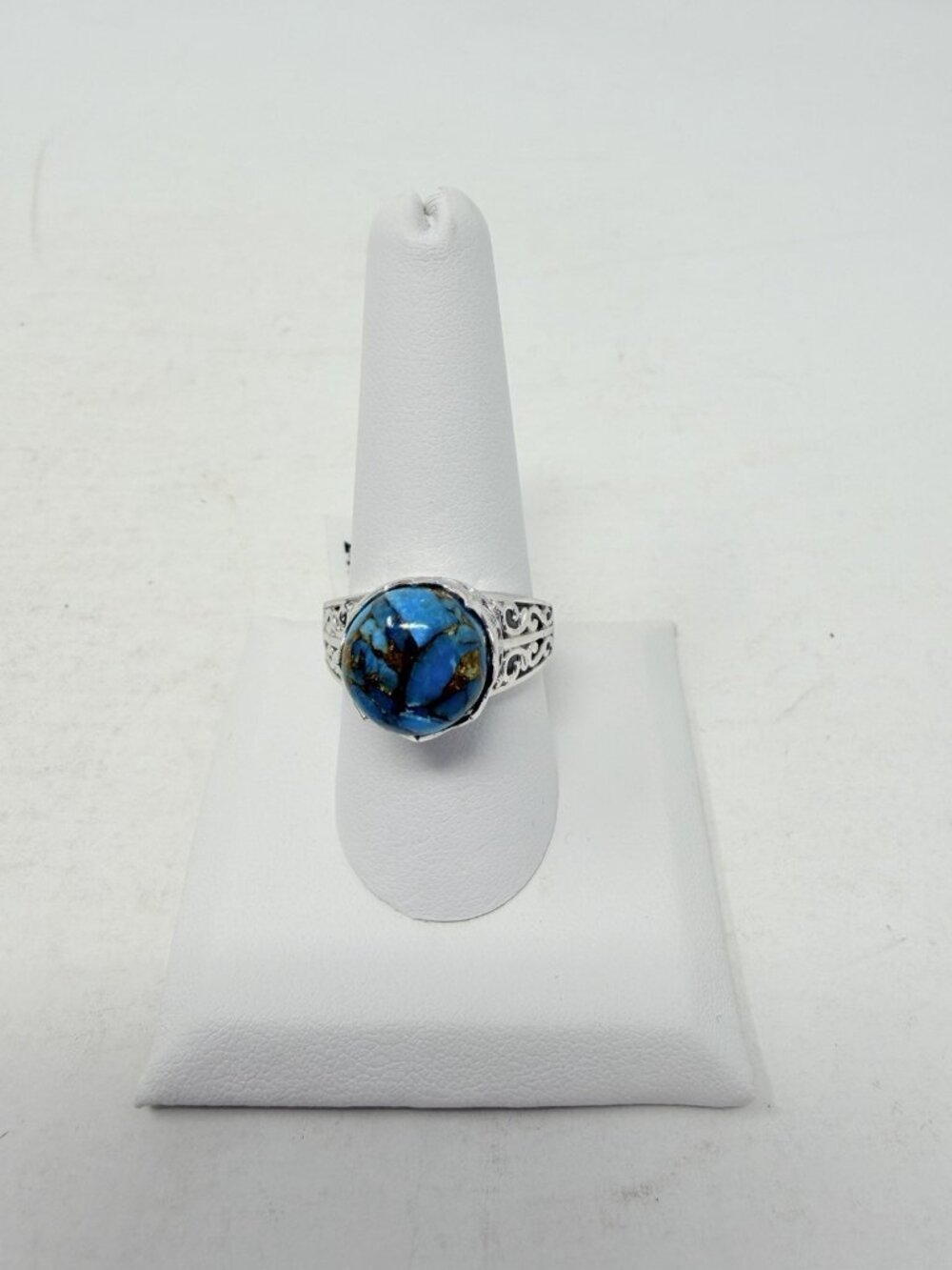 Shop LC KARIS Collection Mojave Blue Turquoise Size 9 Ring Platinum Brass 5512